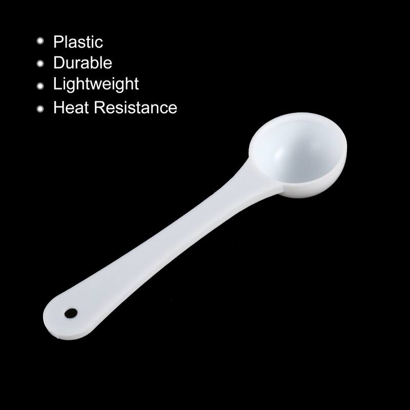 3.2" x 0.8" 1g Long Handle Plastic Measuring Spoons, 20Pcs Round Bottom - White