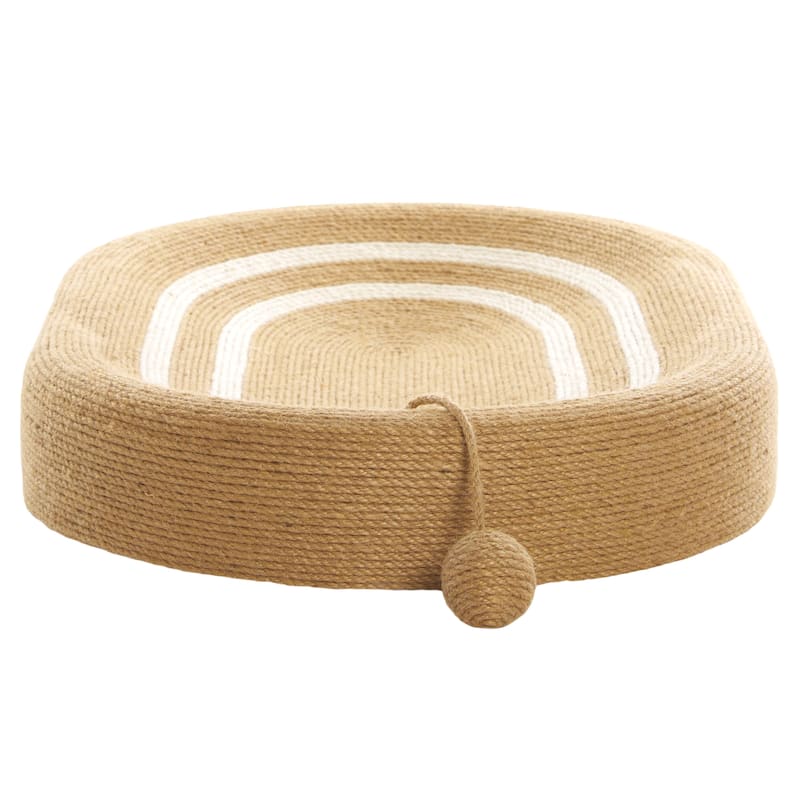 SAFAVIEH Home Natural Ivory 16"W x 24"L x 4"H Cat Scratch Toy Oval Jute Bed - 16''W x 24''L x 4''H
