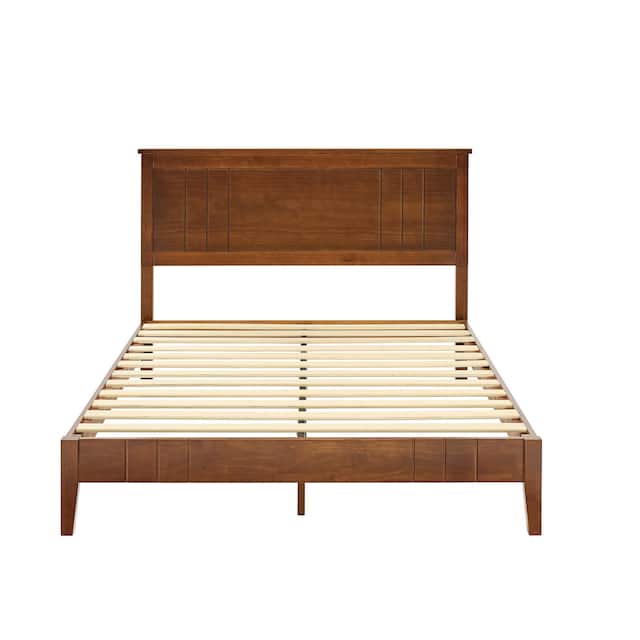BIKAHOM MidCentury Modern Solid Wooden Platform Bed with Adjustable