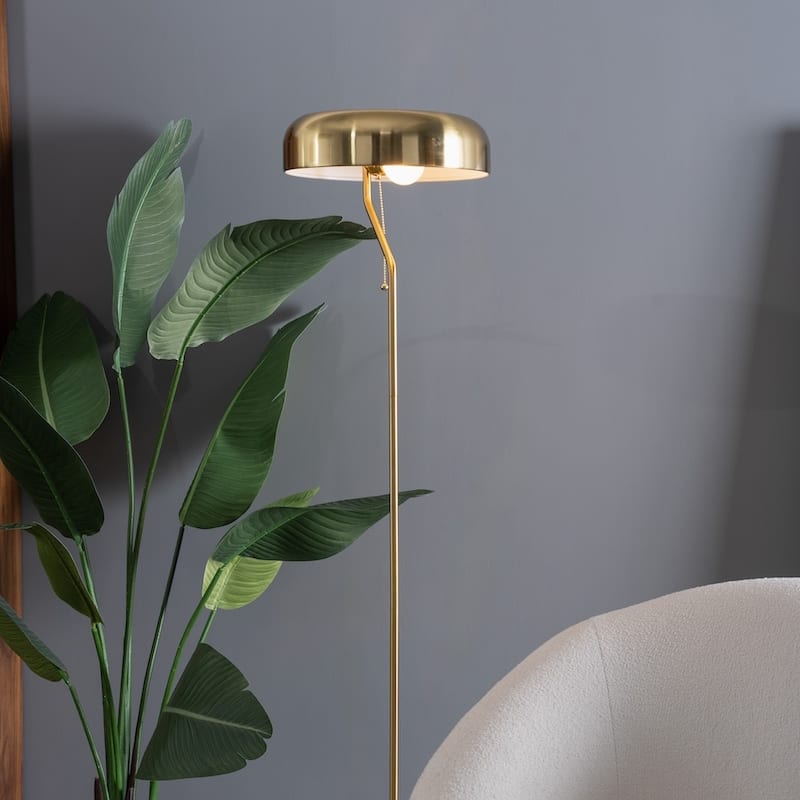 Turner Glamorous Gold and White Floor Lamp with Pull Chain