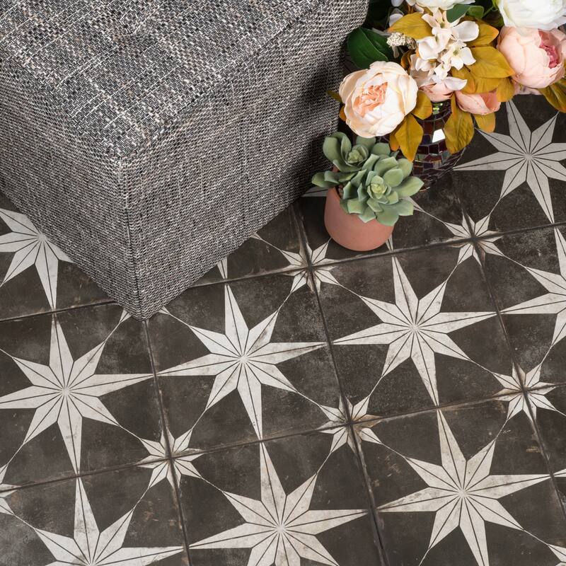Merola Tile Kings Star Night 17-5/8" x 17-5/8" Ceramic Floor and Wall Tile