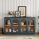 preview thumbnail 20 of 51, Buffet Cabinet with Glass Doors, Arched Cabinet with Adjustable Shelves, Kitchen Storage Cabinet with Rebound Device