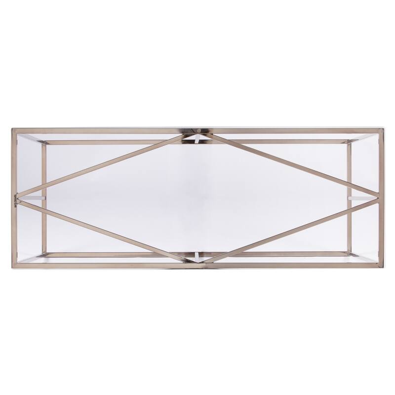Clear Glass Gold Frame Rectangular Console Table for Living Room - 42" L x 16" W x 29.5" H