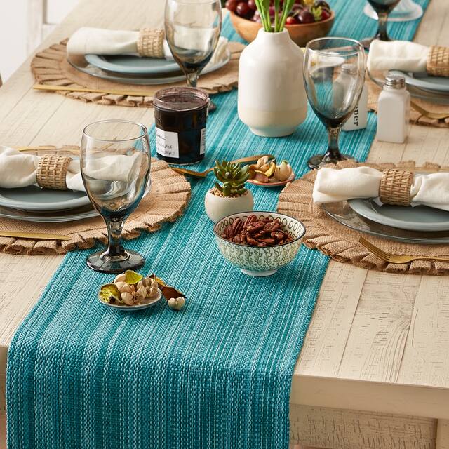 DII Variegated Taupe Fringe Table Runner 13x72