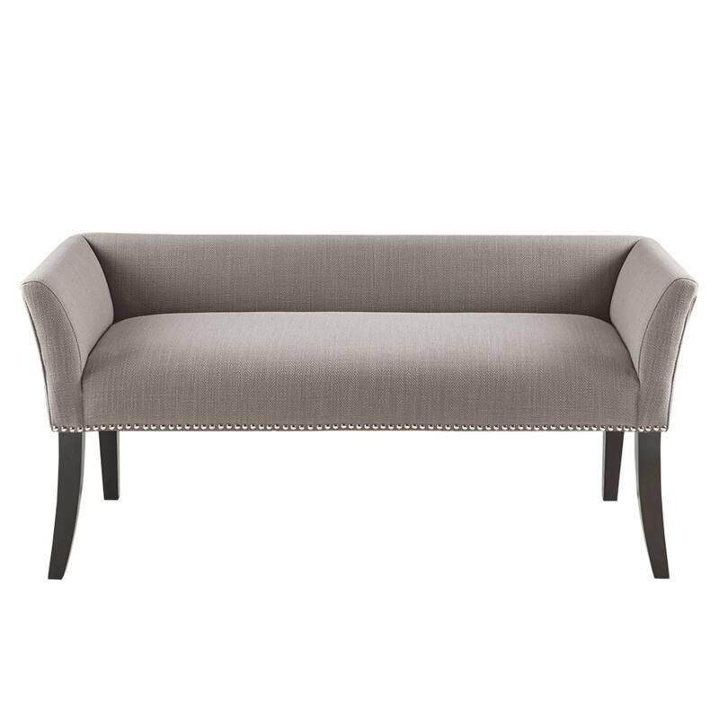 Roomfitters 49.5-Inch Upholstered Accent Bench, Morocco Wood Finish with Silver Nailhead Trim