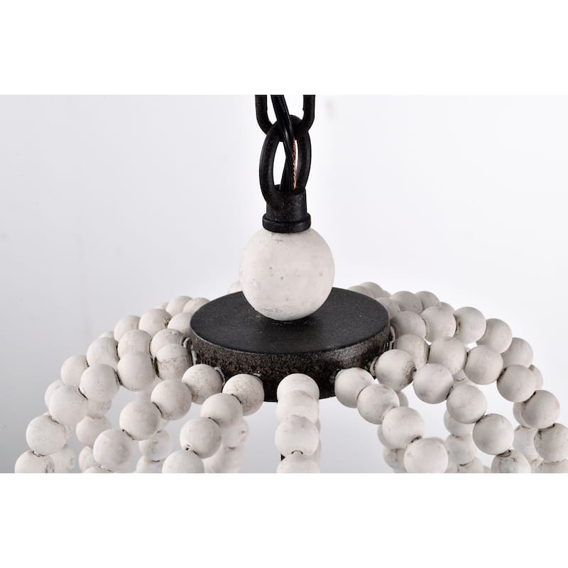 Sauxi 18 Inch Bohemian Style Antique White Pendant Chandelier 4-Light
