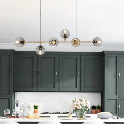 Mid-Century Modern Vintage Glam 6-light Linear Island Light