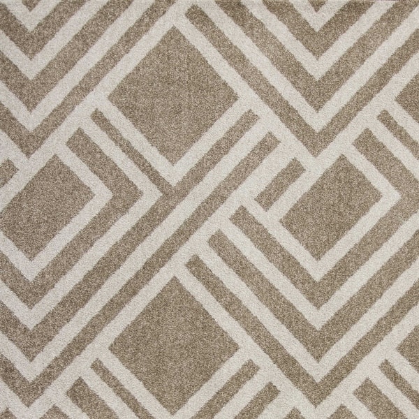 2'X4' Beige Machine Woven Uv Treated Geometric Indoor Outdoor Accent Rug