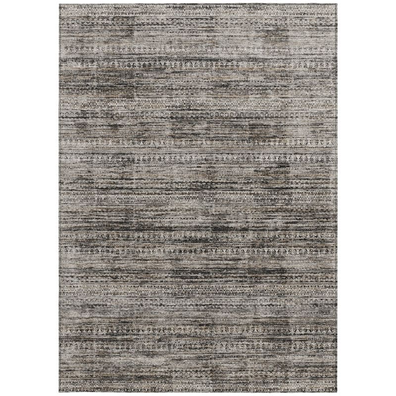 HomeRoots Striped Transitional Rectangle Outdoor Rug