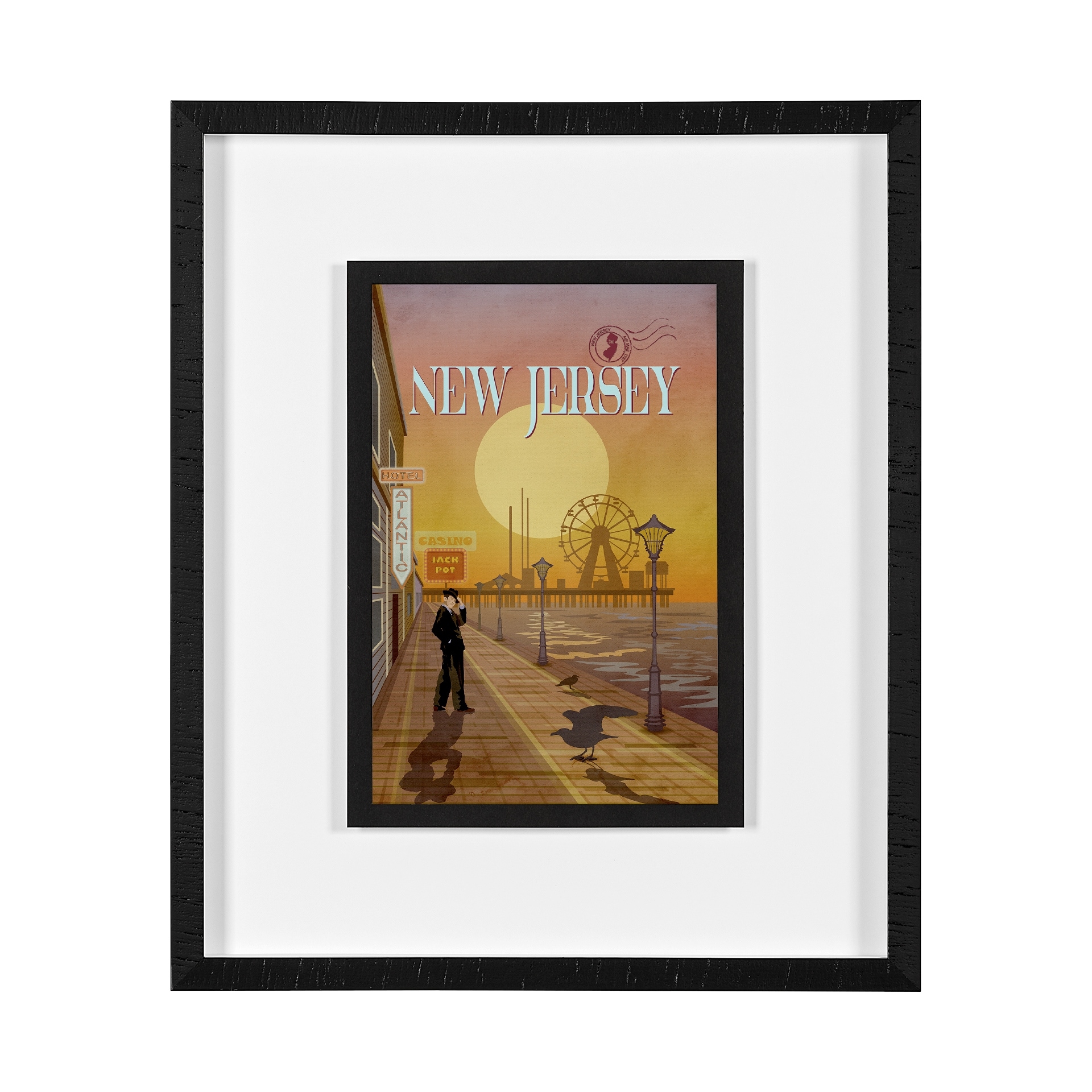 Mercana New Jersey Go USA (M) by Mercana Studio a Framed Art Print Matted under Glass