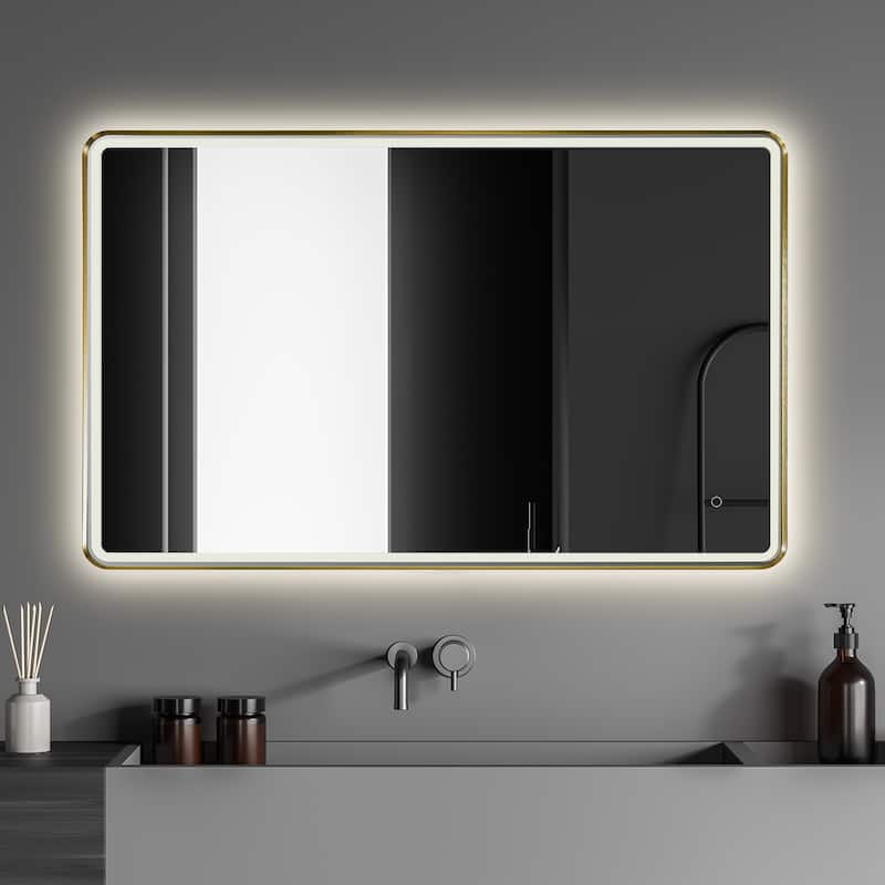 Altair Viaggi Rectangle Framed LED Lighted Wall Mirror