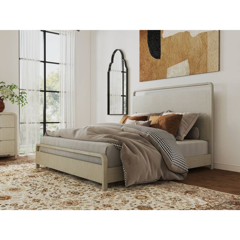 Roundhill Furniture Tavari Wood Panel Bed, Light Gray Finish - Queen