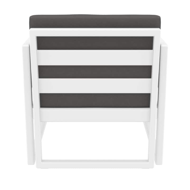 30" White Outdoor Patio Club Armchair with Sunbrella Charcoal Gray Cushion