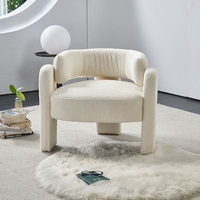 Modern Boucle Upholstery Accent Chair for Living Room, Beige