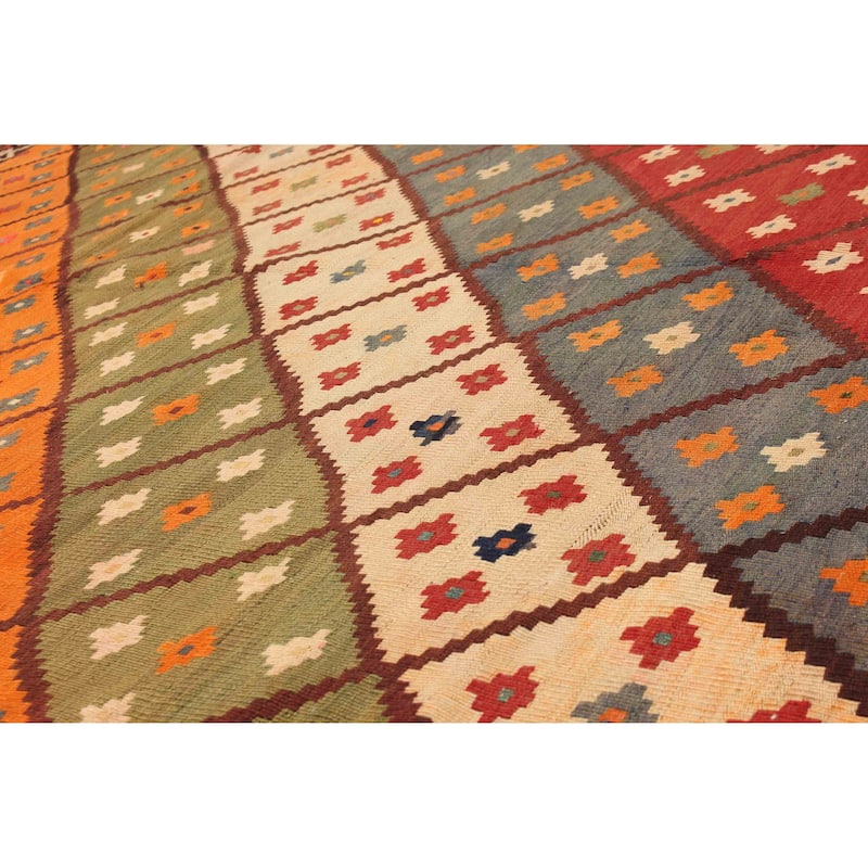 ECARPETGALLERY Flat-Weave Sivas Multi Color Wool Kilim - 5'9 x 9'10