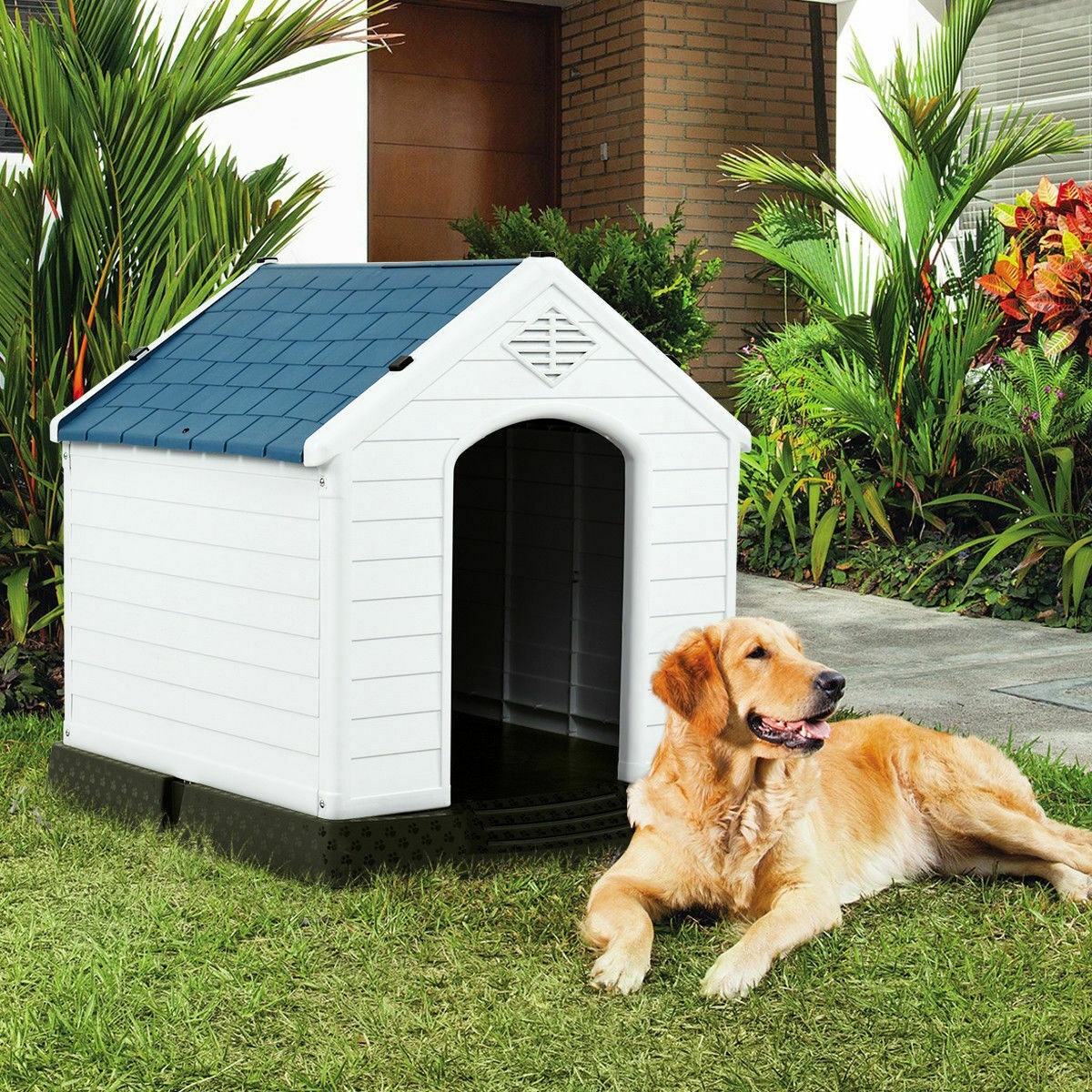 Shop Gymax Plastic Dog House Medium Sized Pet Puppy Shelter