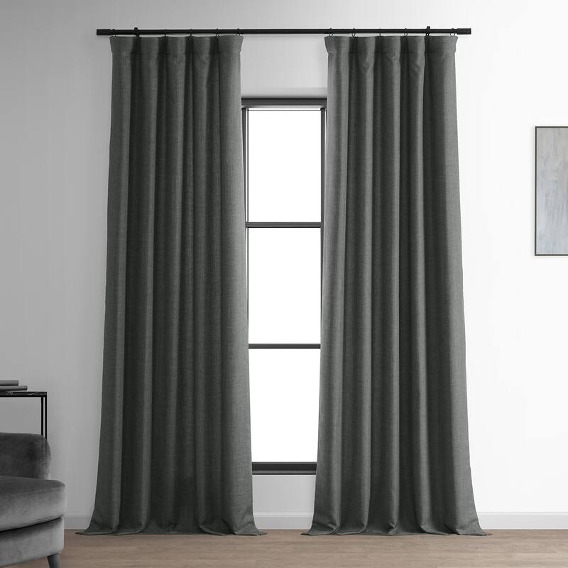 Exclusive Fabrics Italian Faux Linen Room Darkening Curtains (1 Panel) - Sophisticated Drapery for Versatile Décor - 50 X 84 - Anchor Grey