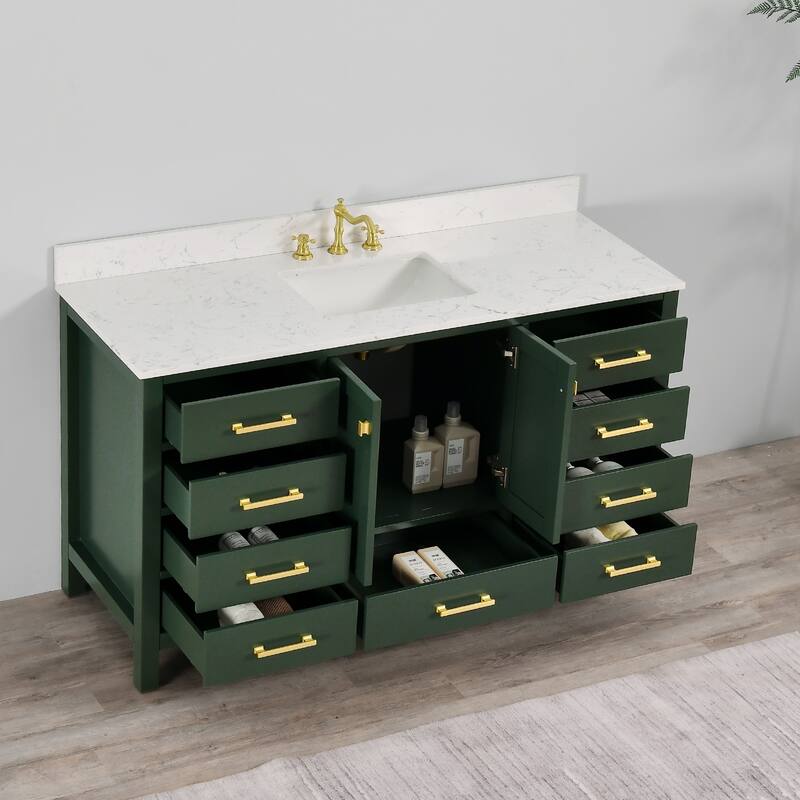 PROOX 60 in. W x 22in.D Freestanding Bath Vanity Engineered Top Single Rectangular Sink