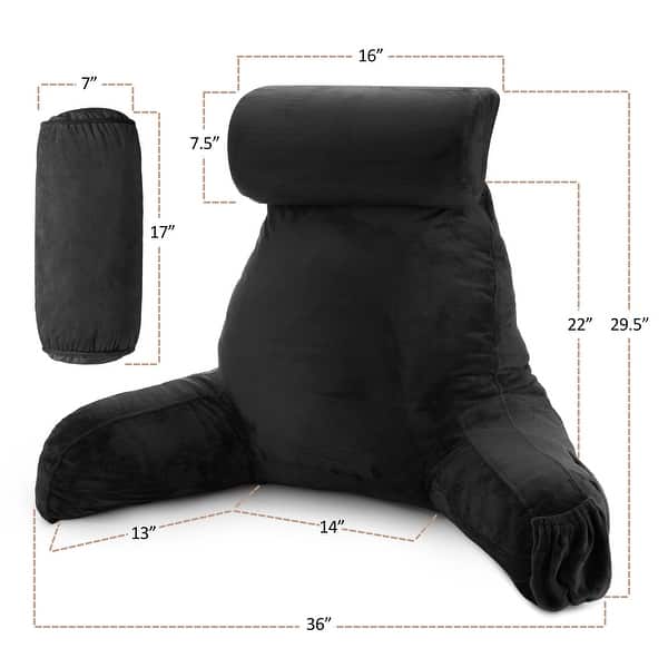 dimension image slide 16 of 62, Nestl Memory Foam Reading Pillow with Backrest, Arms and Pockets