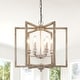 preview thumbnail 2 of 7, CurveCurio 24" Rustic Wood Chandelier with Candle-Style Light Base and 70" Adjustable Chain for Dining Room Elegance