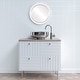preview thumbnail 3 of 4, Saratoga Framed Round Mirror in Linen White