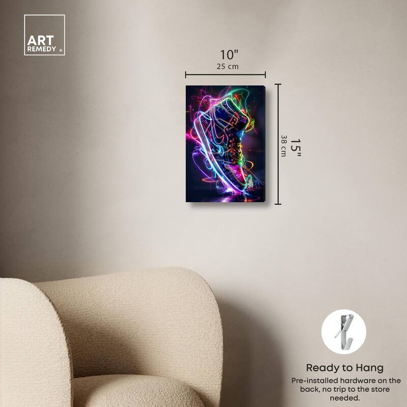 Bright Lights Sneaker Canvas by Art Remedy, Gallery Wrapped