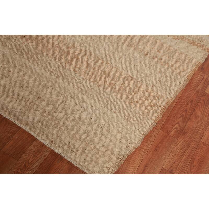 Hand Woven Oriental 100% Jute Carpet Southwestern Modern Beige & Ivories Kilim Area Rug - 12' 6'' X 10' 11''