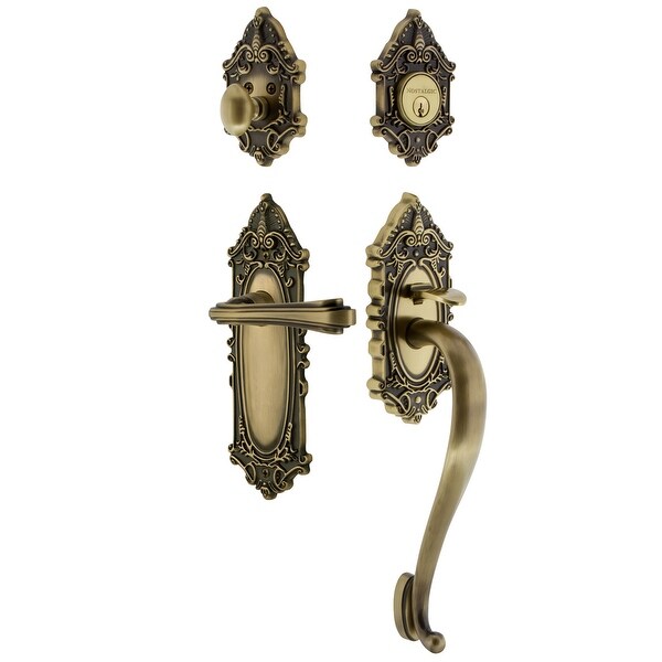 Nostalgic Warehouse VICFLR_ESET_234_SG_LH Victorian Left Handed Sectional Single Cylinder Keyed Entry Handleset with S Grip and