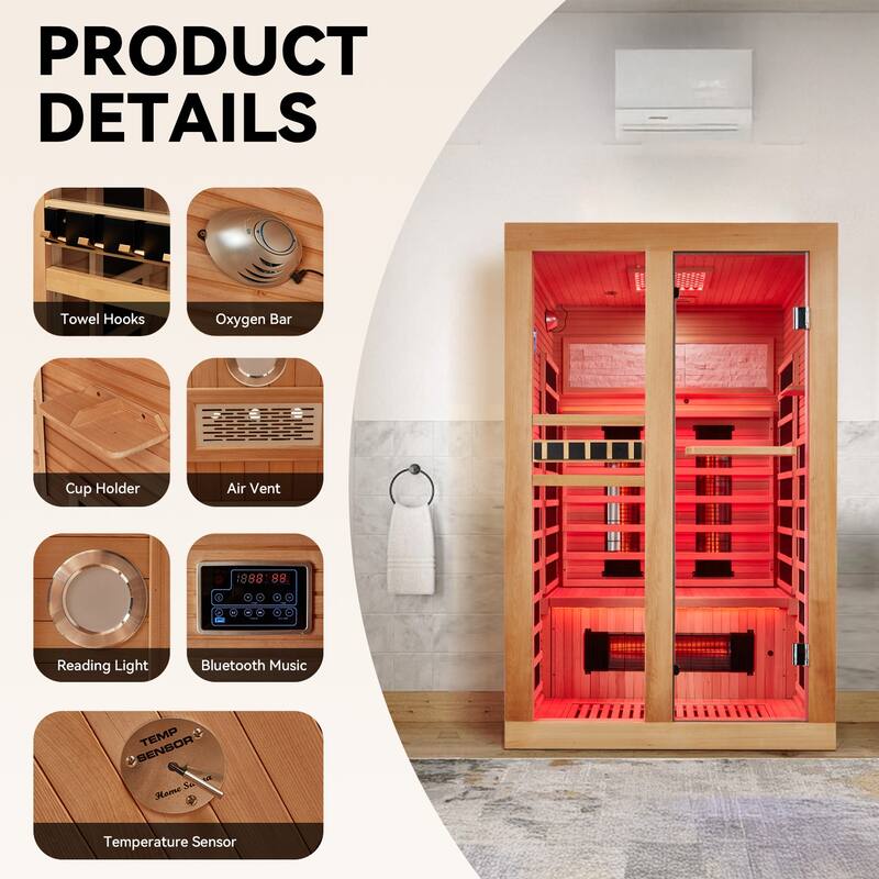 EROMMY up to 3 Person Infrared Sauna with 10-Minute Warm-Up Heater Tube and Carbon Plate