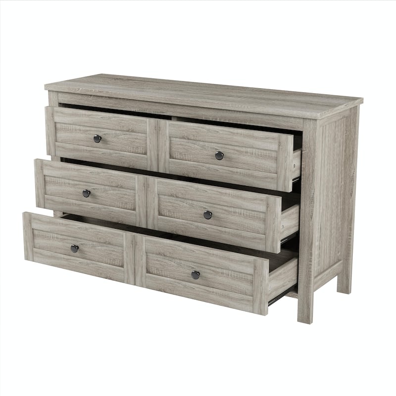 Retro Farmhouse Style Wooden Dresser with 6 Drawer