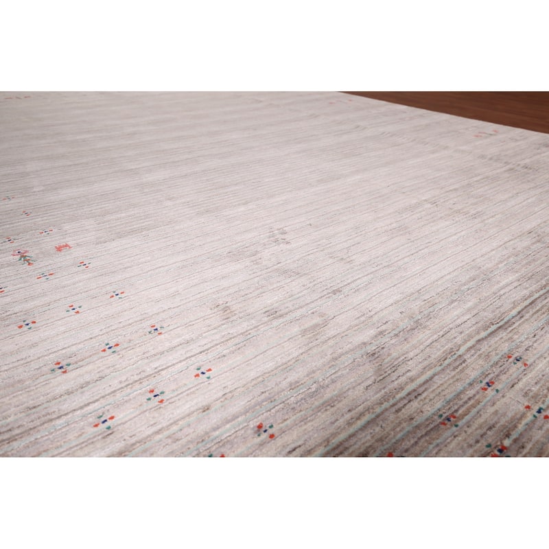 Striped Gabbeh Indian Area Rug Handmade Wool Carpet - 9'0"x 11'8"