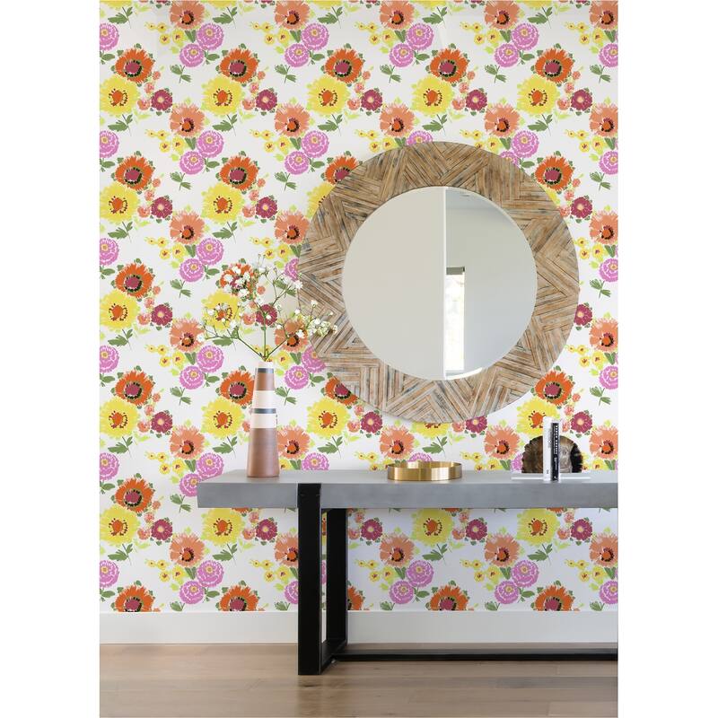 A-Street Prints Essie Yellow Painterly Floral Wallpaper