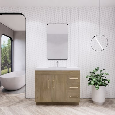 Eliza 42'' Freestanding Vanity (Right Drawers) with Single Sink