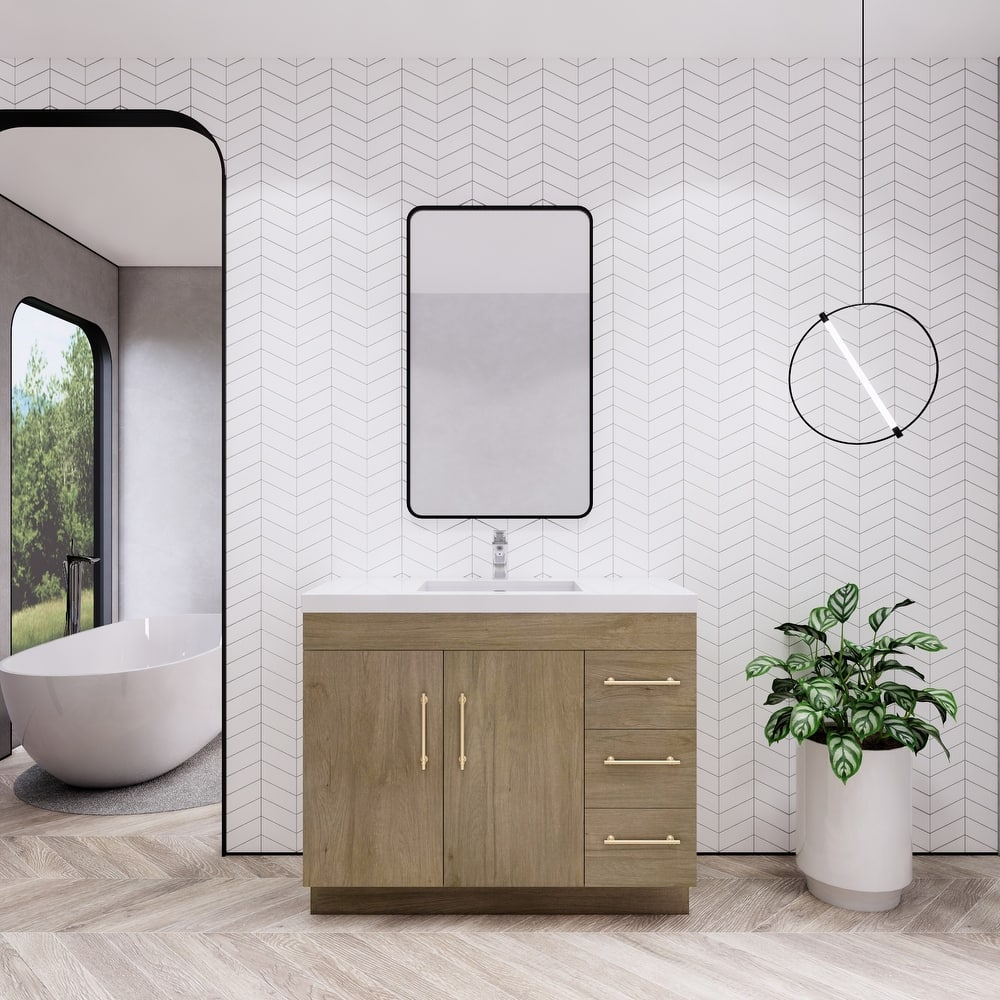 Eliza 42'' Freestanding Vanity (Right Drawers) with Single Sink