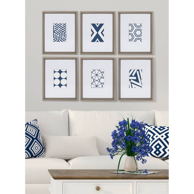 Kate and Laurel Calter 6 Piece Framed Black and White Print Art Set