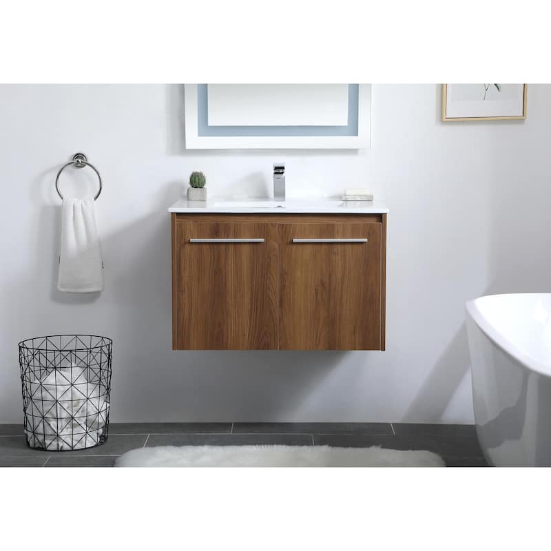 Mosaic 24 - 36 Inch Single Bathroom Vanity - Walnut Brown - 30 Inches