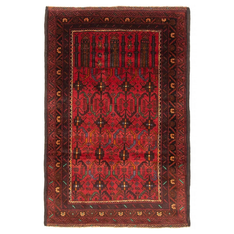 Teimani Red Rug 2'9" x 4'5" - 2'9 x 4'5 - Red - 2'9 x 4'5