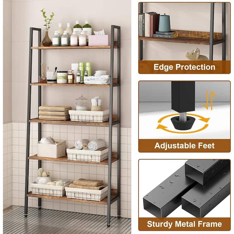 5 Tier Home Office Bookcase Bookshelves Storage Organizer for CDs/ Movies/ Books