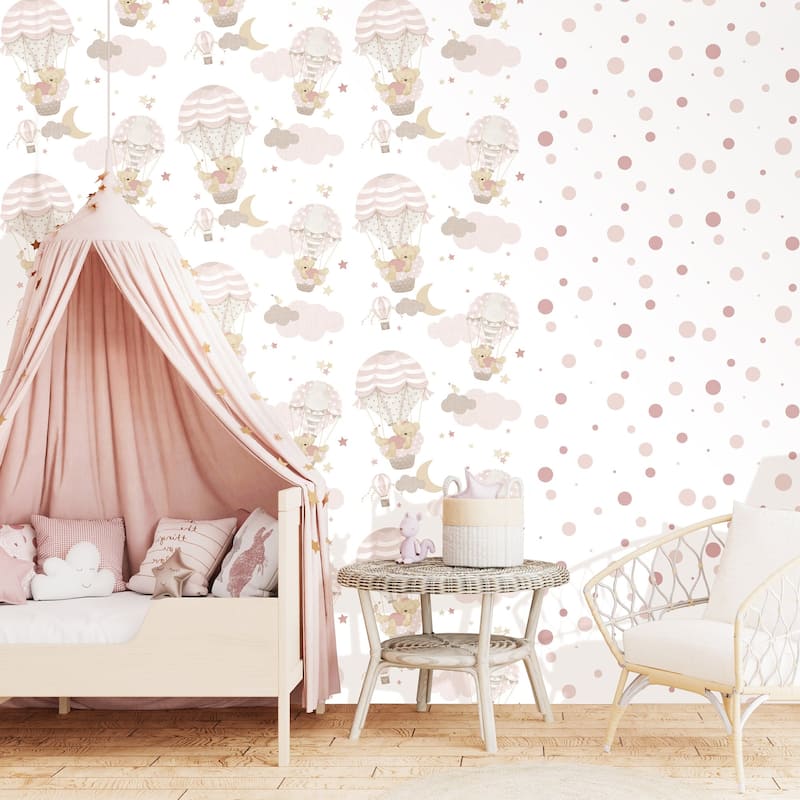Galerie Wallcoverings Little Explorers 2 Hot Air Balloons Non-woven Matte Wallpaper Roll