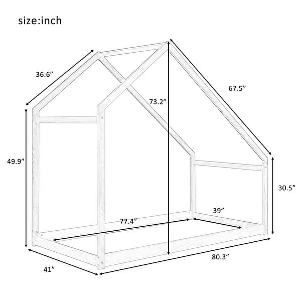Modern Style Pine Wood Twin Size Wooden House Bed, Versatile Design, Can Be Decorated