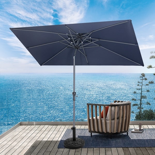 Crestlive Products 10 x 6.5 ft Rectangular Patio Market Umbrella with Black Base Included - Navy Blue Crestlive Products 10 x 6.5 ft Rectangular Patio Market Umbrella with Black Base Included - Navy Blue