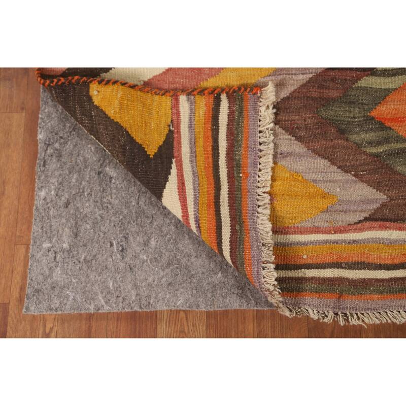 Tribal Kilim Qashqai Persian Vintage Rug Hand-Woven Wool Carpet - 6'1" x 9'2"