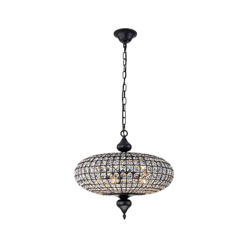 Retro French 4/5-Light Antique Brass Globe Crystal Chandelier for Living/Dining Room