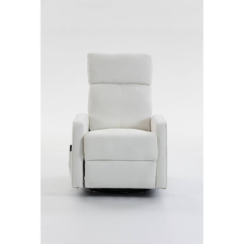 270° Swivel Glider Recliner with Heated Massage, 300LBS Velvet Recliner with Locking Handle & Deep Side Storage