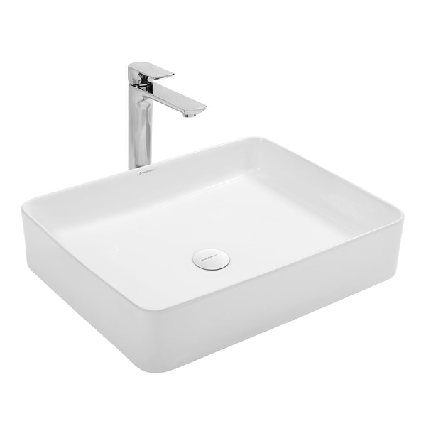 Swiss Madison SM-VS242 Plaisir 20" Rectangular Vessel Ceramic Bathroom Sink - White