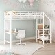 preview thumbnail 15 of 24, Full Size Metal Loft Bed with Desk and Metal Grid,Stylish Metal Frame Bed with Lateral Storage Ladder and Wardrobe