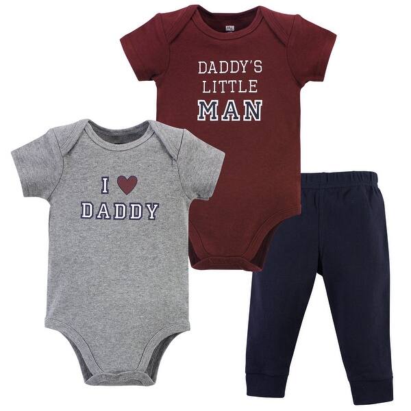 slide 1 of 1, Hudson Baby Infant Boy Cotton Bodysuit and Pant Set, Boy Daddy Short Sleeve 0-3 Months - Boy Daddy Short Sleeve