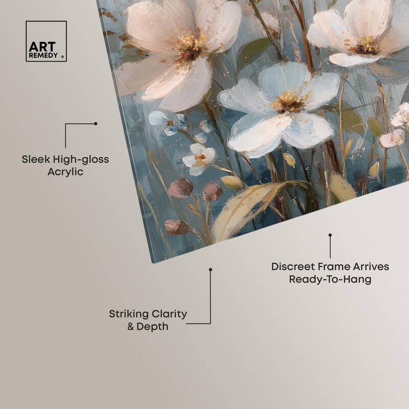 Vintage White Meadow Acrylic by Art Remedy, Ready to Hang