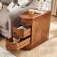 preview thumbnail 7 of 8, Solid Wood Chairside End Table, Two-Drawer Narrow Side Table Slim