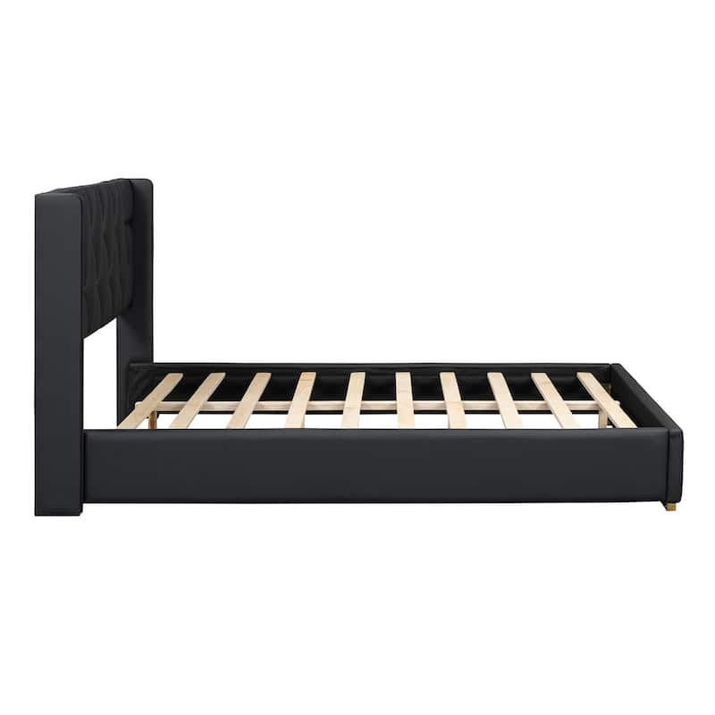 Modern Full Size Upholstered Platform Bed Frame with Headboard